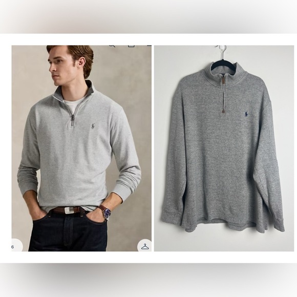 Polo Ralph Lauren Mens XXL Andover Heather Gray Quarter-Zip Long Sleeve Pullover - Picture 1 of 10